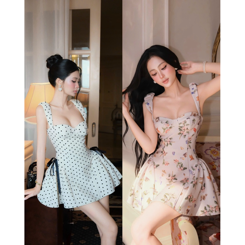 Đầm Hoạ Tiết Xoè Cúp Ngực Tùng Phồng Xinh Xắn 𝐃𝟐𝐓 𝐒𝐓𝐎𝐑𝐄