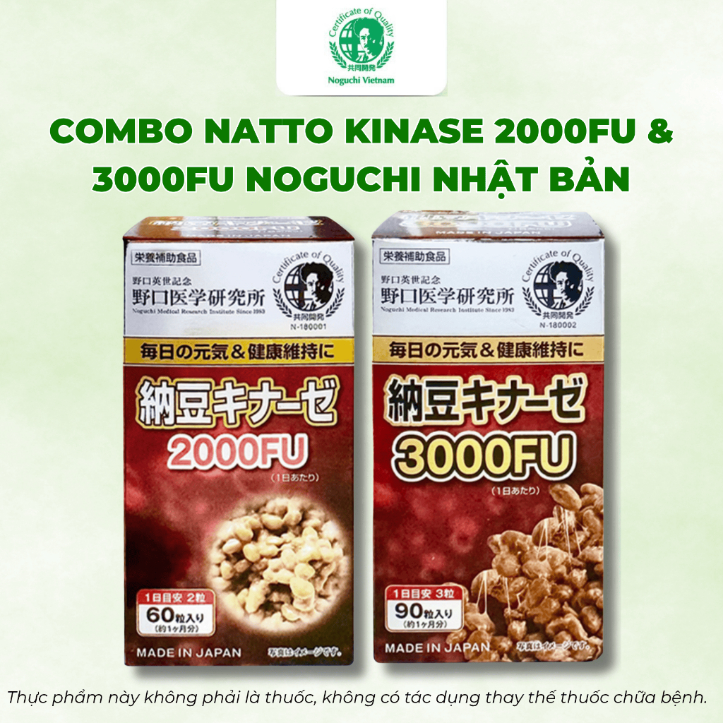 Combo Natto Kinase 2000FU & 3000FU Noguchi Nhật Bản (DATE T1.2027)