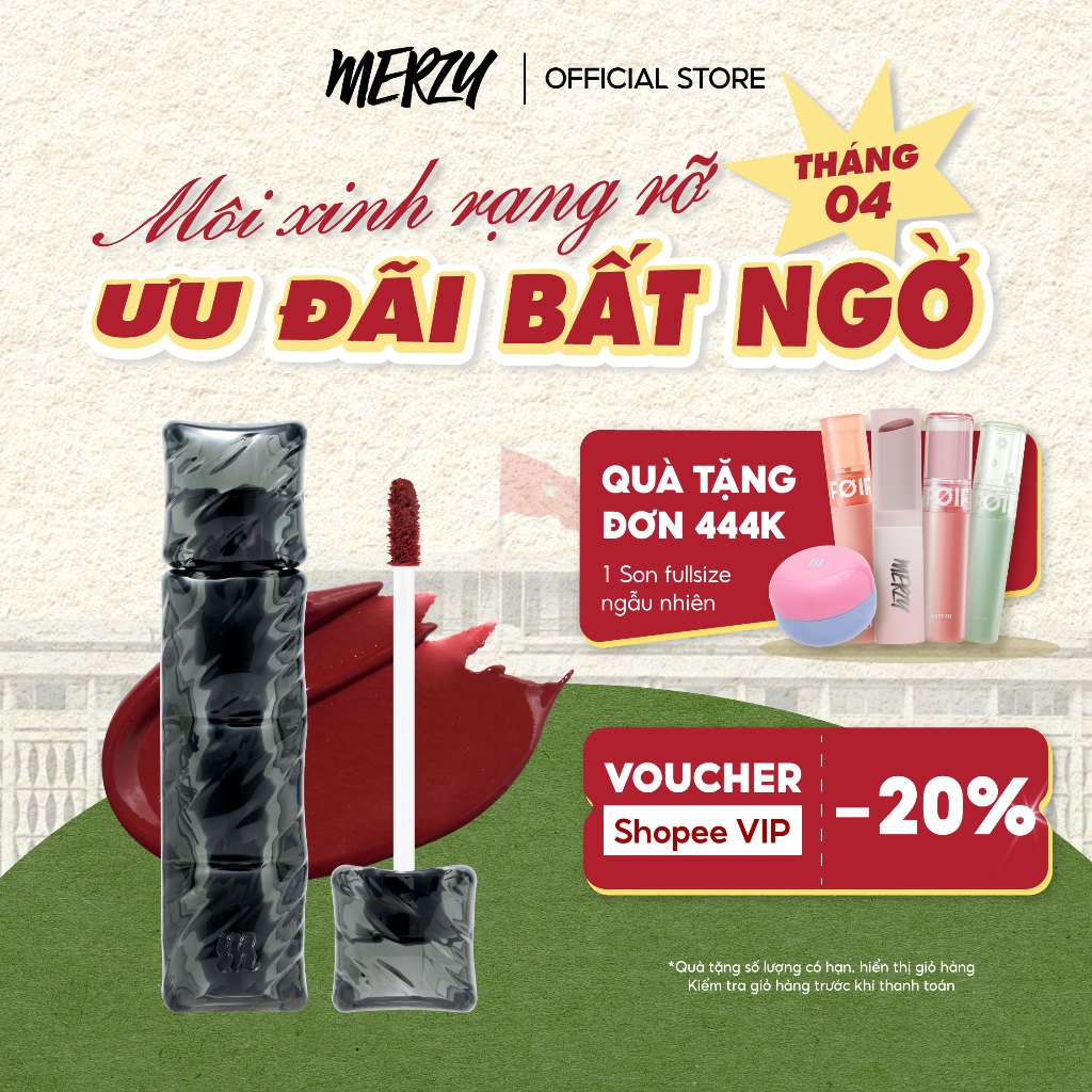 [NEW][SON PHAO] Son Kem Lì, Bền Màu Merzy Puffer Velvet Tint 3.7g