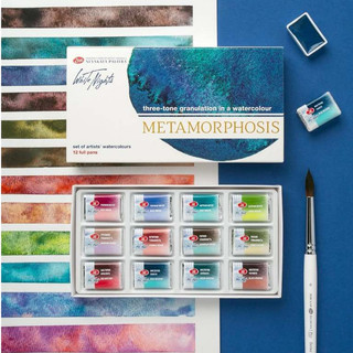 Bộ Màu Nước Tách Lớp White Nights Metamorphosis 12 Màu Dạng Pan Cao Cấp Hạng Họa Sĩ