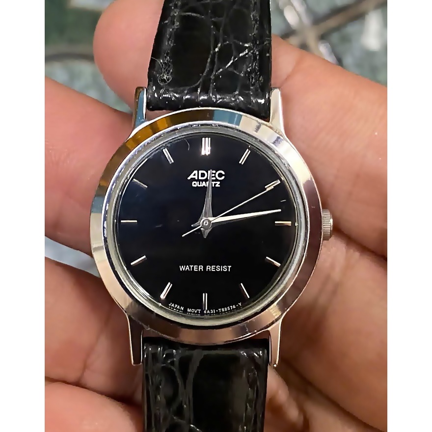 Đồng Hồ Nữ Hiệu Adec (Citizen) Nhật Bản - Size 28mm - Mặt Đen Thanh Lịch