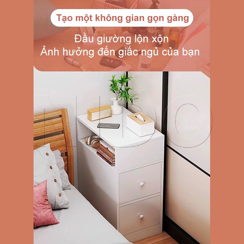 Nido Tủ Đầu Giường Gỗ MDF 2 Ngăn Kéo Cao Cấp, Kệ Táp Đầu Giường Tiết Kiệm Diện Tích | BigBuy360 - bigbuy360.vn