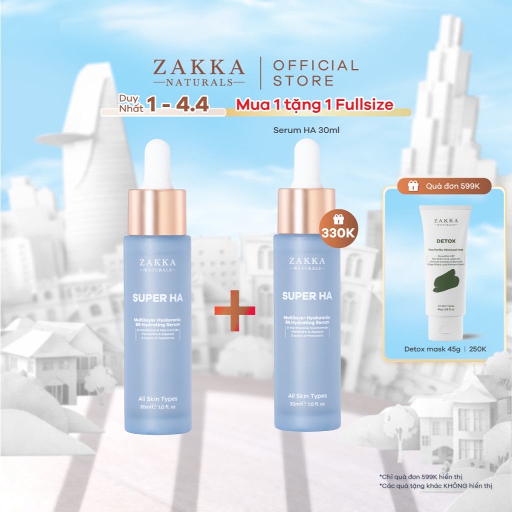 Tinh Chất Cấp Ẩm Đa Tầng Super HA Hyaluronic B5 Hydrating Serum Zakka Naturals 30ml