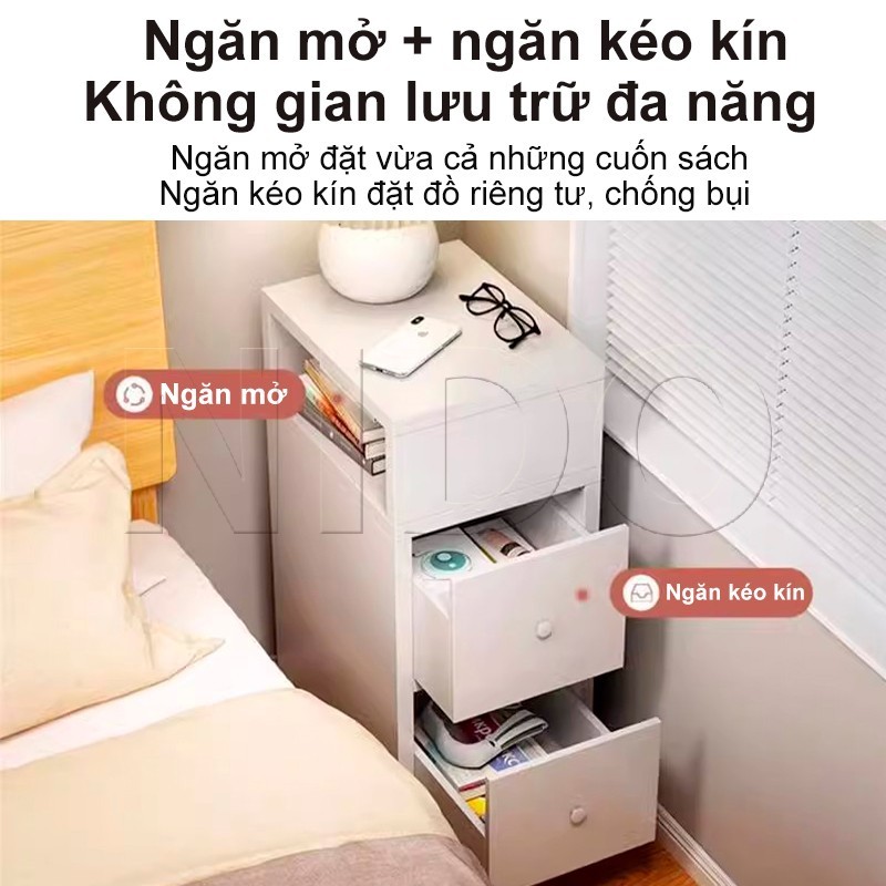 Nido Tủ Đầu Giường Gỗ MDF 2 Ngăn Kéo Cao Cấp, Kệ Táp Đầu Giường Tiết Kiệm Diện Tích | BigBuy360 - bigbuy360.vn