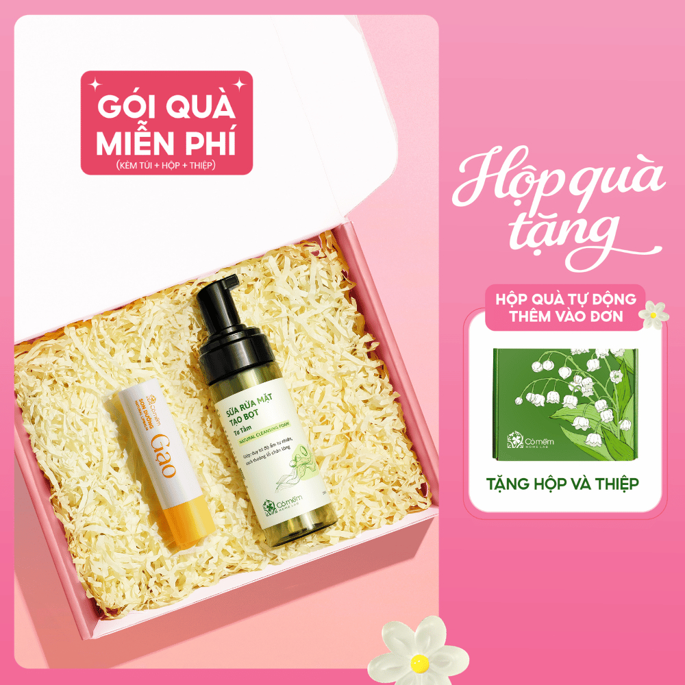 [Hộp Quà Tặng] Combo Sữa Rửa Mặt Tạo Bọt Và Son Dưỡng Môi Thiên Nhiên Cỏ Mềm