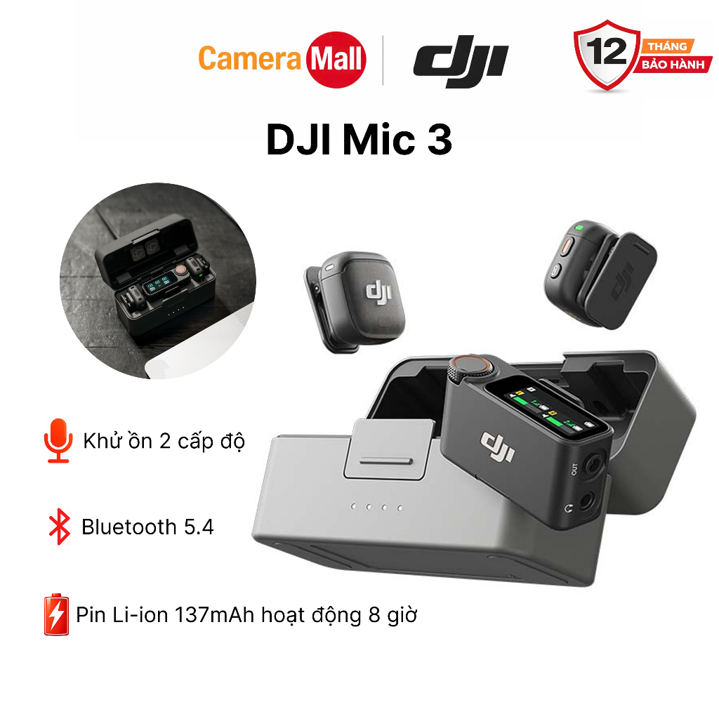 Bộ micro không dây DJI Mic 3 gọn nhẹ, khử ồn thông minh, hiệu suất mạnh mẽ (DJI Mic 3)