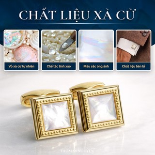 Khuy Măng Sét Cufflinks Mạ Vàng 18K Cao Cấp Khảm Xà Cừ - Thomas Nguyen