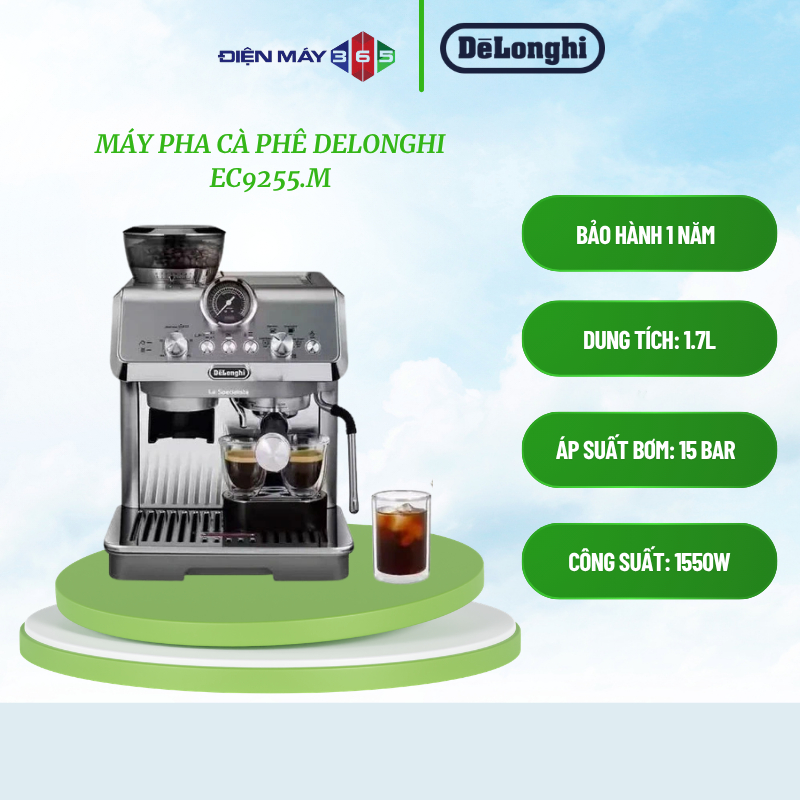 Máy Pha Cà Phê Delonghi EC9255.M – Bán Tự Động - 3 Mức Nhiệt - Công Nghệ Chiết Xuất Lạnh - 2 Bộ Lọc