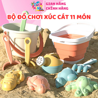 Bộ 11 Món Đồ Chơi Xúc Cát ,Bộ Khuôn Xô Gấp Gọn Cho Bé Đi Biển