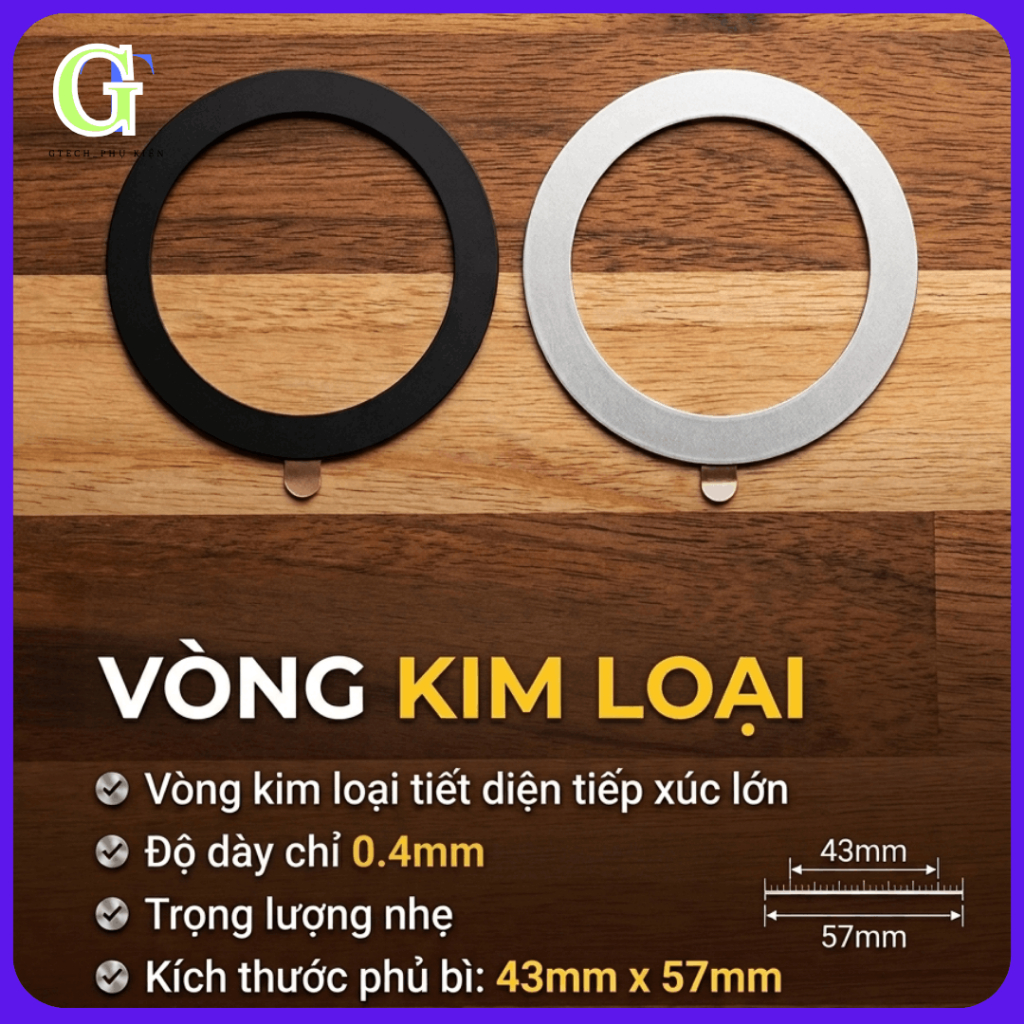 Vòng Kim Loại Dán Điện Thoại – Phụ Kiện Dùng Cho Giá Đỡ Nam Châm – Miếng Kim Loại Dán Ốp Lưng_GTech