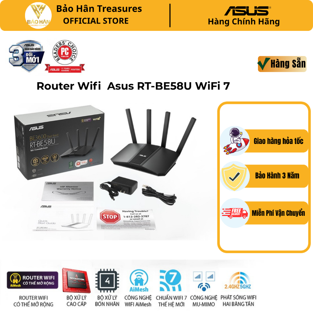 Router Wifi 7 Asus RT-BE58U BE3600 - Hàng Chính Hãng