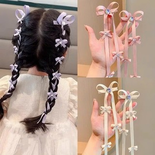 Sét 2 kẹp tóc nơ dài đính hạt kim tuyến lấp lánh dễ thương xinh xắn đáng yêu cho bé