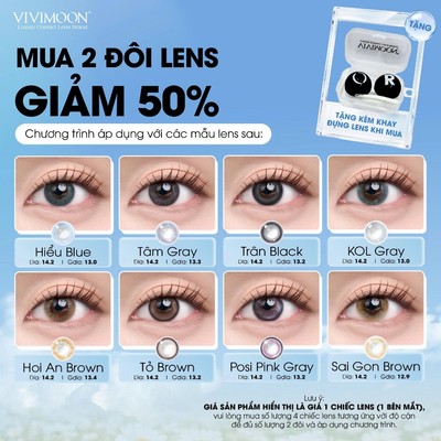 [MUA 2 ĐÔI LENS GIẢM 50%] Kính áp tròng VIVIMOON, lens cho mắt thở hạn sử dụng 6 tháng [Giá 1 chiếc - 1 bên mắt]