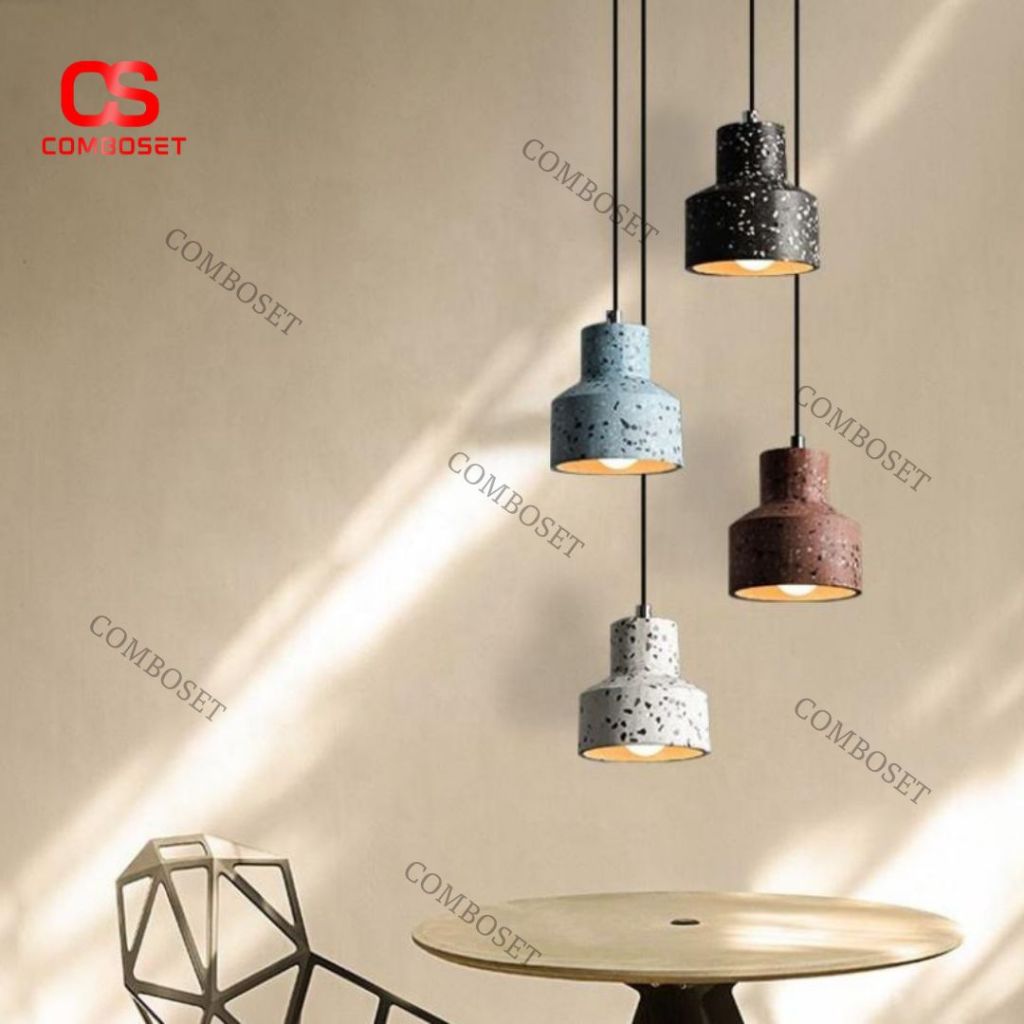 Đèn Treo Trần Chao Đá Terrazzo Nghệ Thuật Decor Bàn Ăn