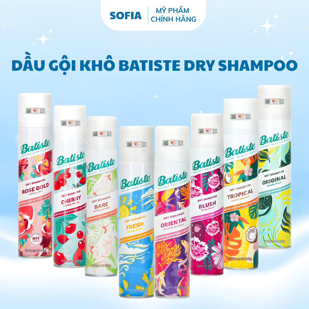Dầu Gội Khô Batiste Dry Shampoo Chính Hãng Phù Hợp Mọi Loại Tóc - Sofia Beauty