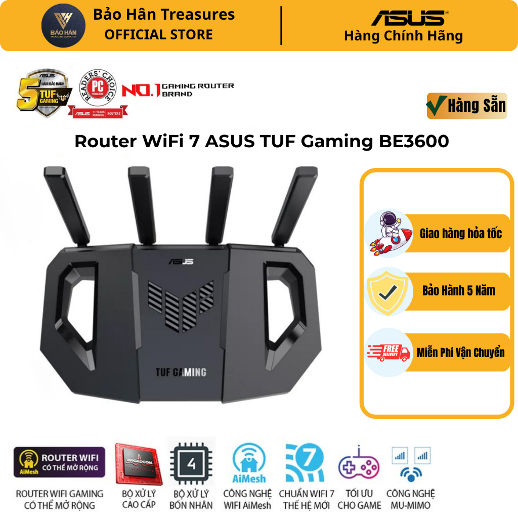 Router WiFi 7 ASUS TUF Gaming BE3600 - Hàng Chính Hãng
