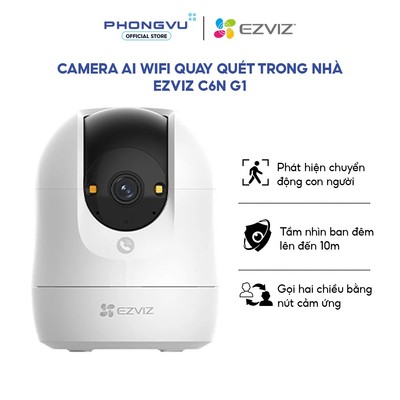 Camera WiFi EZVIZ C6N G1 - 3K 5MP - Xoay 360 - AI Người & Thú cưng - Nút gọi 2 chiều - Bảo hành 24th