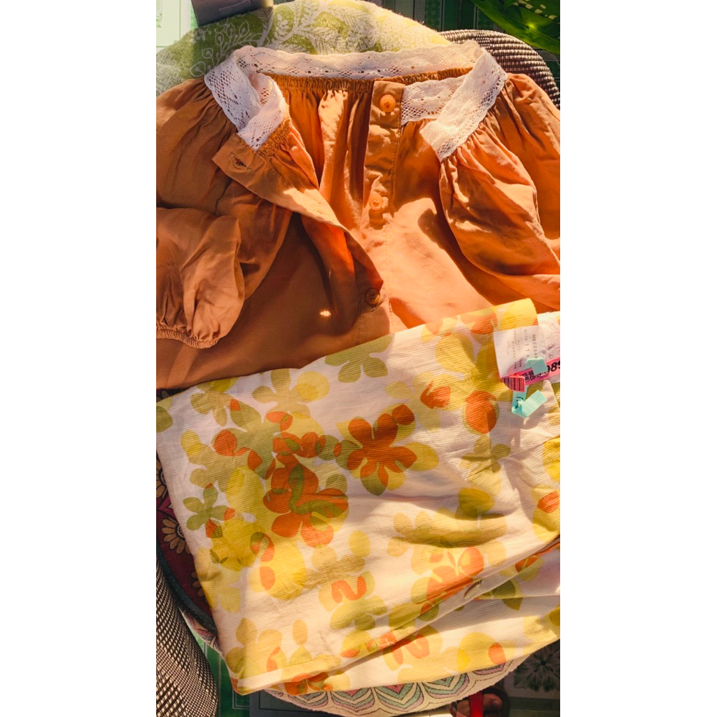 💐👑♻️[✨Newly Items]Designed 💃🏻 Retro Floral Skirt Set – Brown Vintage [🎀SONRISA’s MARCH 2️⃣0️⃣2️⃣6️⃣🎇