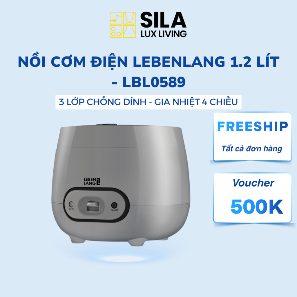 Nồi Cơm Điện Lebenlang LBL0589 1.2L 3 lớp chống dính, 4 chiều gia nhiệt Sila Lux Living