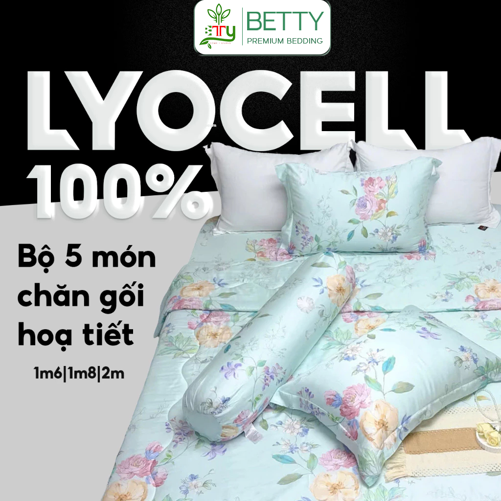 Bộ Chăn Ga Gối Betty Bedding Tencel 60s 100% Gỗ Bạch Đàn Tự Nhiên, Vải Siêu Mịn Mát, Fullsize