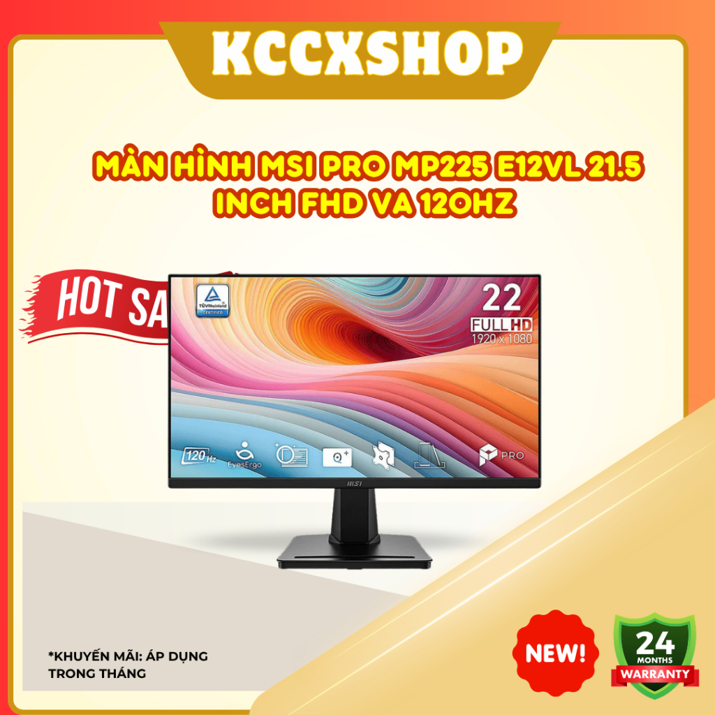 Màn hình MSI PRO MP225 E12VL 21.5 inch FHD VA 120Hz – Giá rẻ, mượt, phù hợp văn phòng & học tập