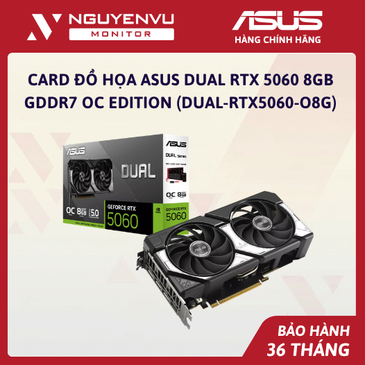 [Full Vat] Card Màn Hình ASUS Dual RTX 5060 8GB GDDR7 OC Edition - Card Độ Họa (DUAL-RTX5060-O8G) - 