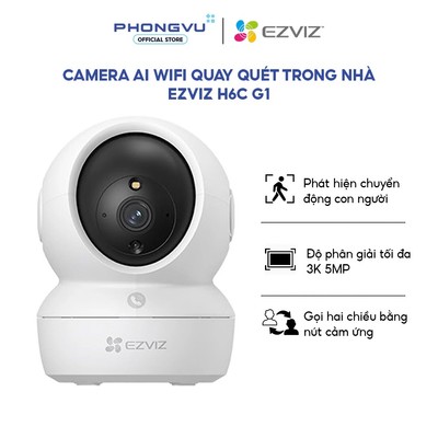 Camera WiFi EZVIZ H6C G1 - 3K 5MP - Xoay 360 - AI Người - Nút gọi 2 chiều - Bảo hành 24 tháng