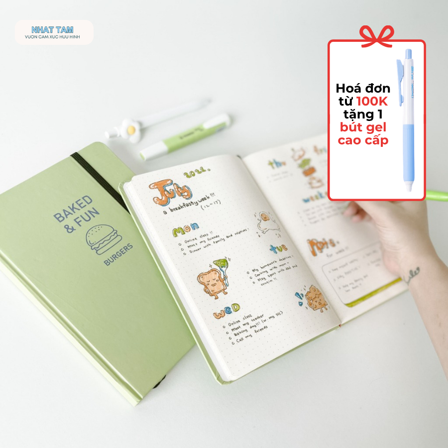 Sổ tay dotgrid 100gsm A5 Crabit bullet journal - Baked&Fun Burger