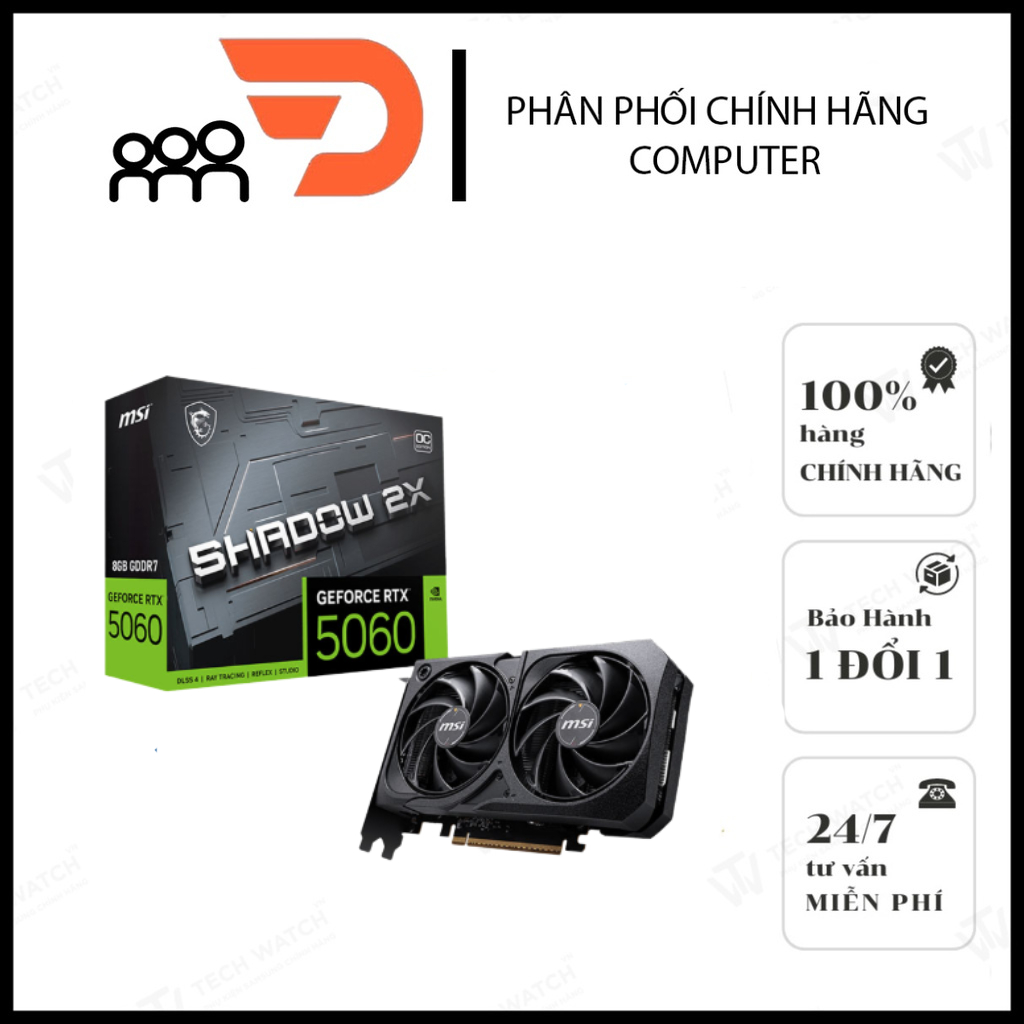 Card Màn Hình MSI RTX 5060 SHADOW 8GB GDDR7 - VGA Gaming, Đồ Họa, Edit Video - Bảo Hành 36 Tháng