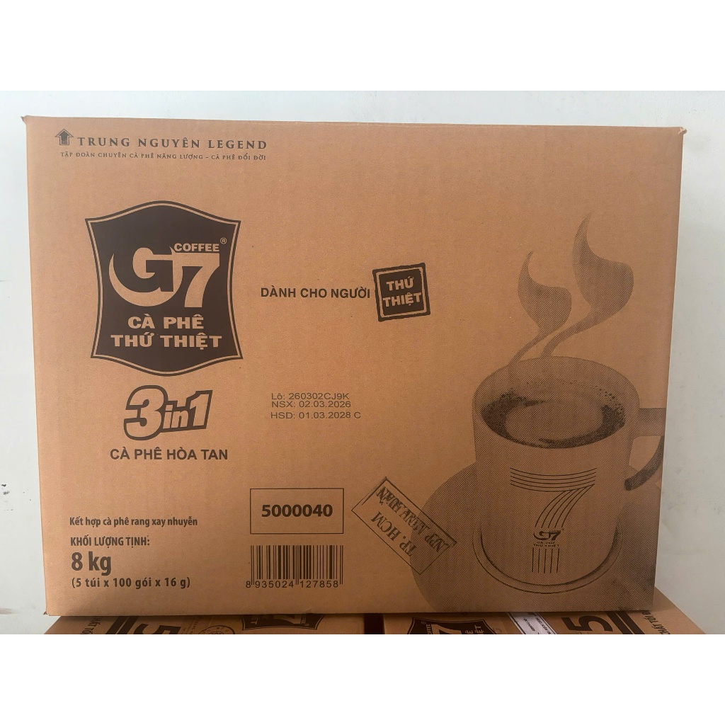 (THÙNG 5 TÚI) Cà phê Trung Nguyên G7 3in1 bịch 100 sticks (gói dài)