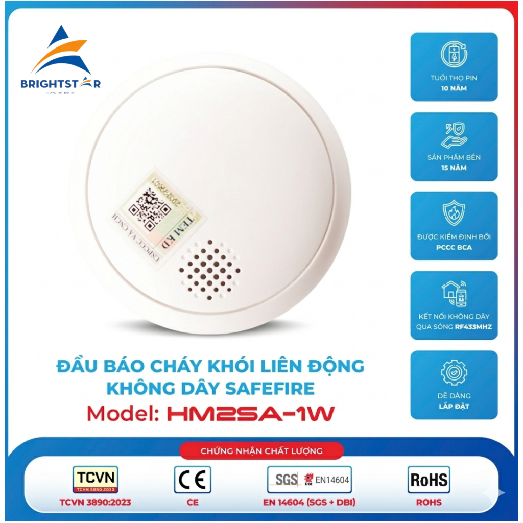 SafeFire - ĐẦU BÁO KHÓI LIÊN ĐỘNG KHÔNG DÂY SAFEFIRE HM2SA-1W