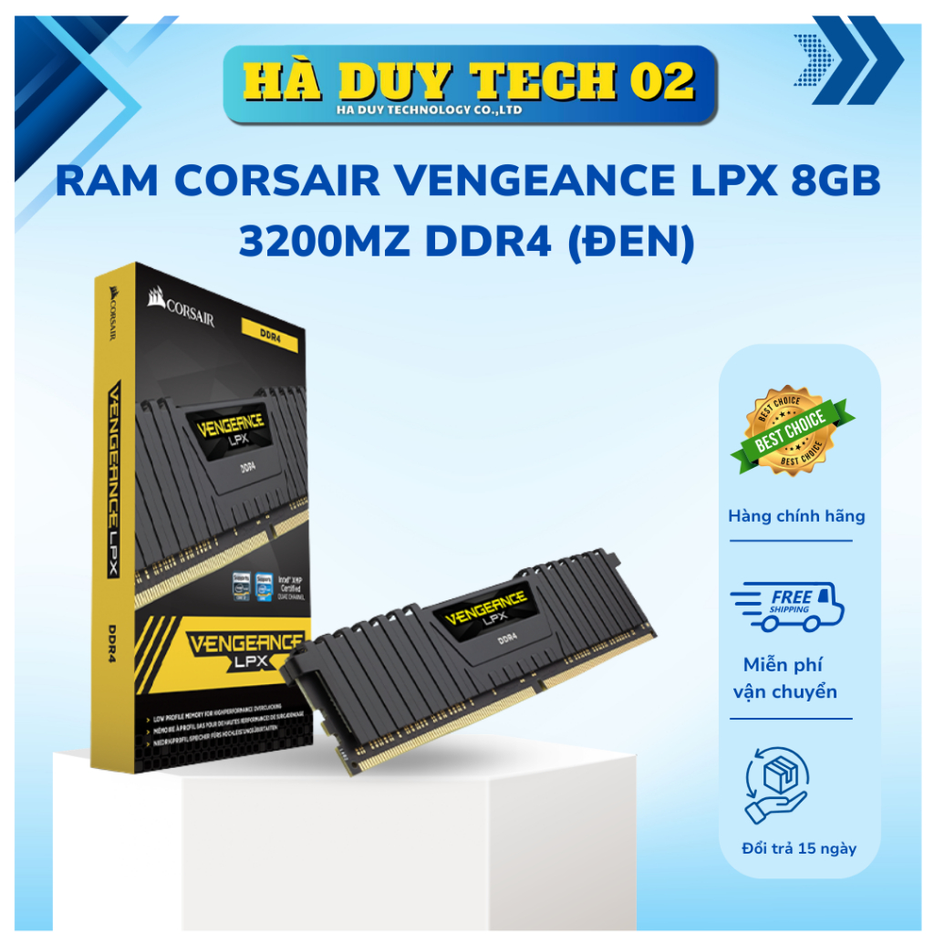 RAM CORSAIR VENGEANCE LPX 8GB 3200MZ DDR4 (ĐEN) - Chính Hãng - Bảo Hành 36T - Ha Duy Tech