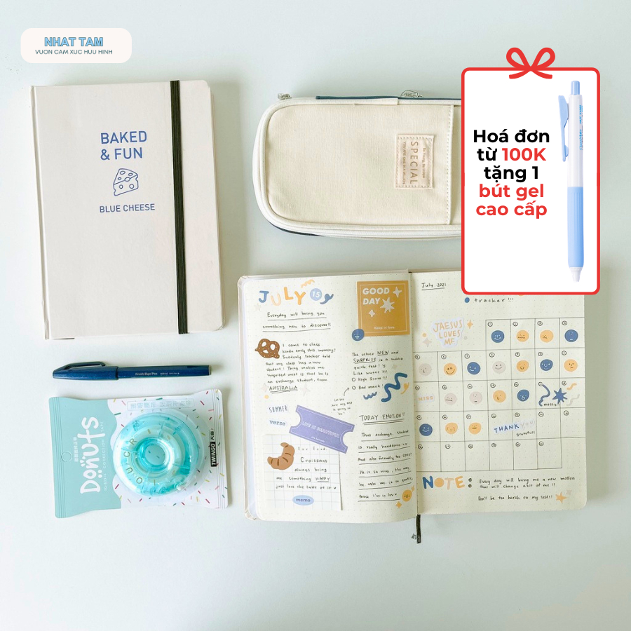 Sổ tay A5 dotgrid 100gsm Crabit bullet journal - Baked&Fun Blue Cheese