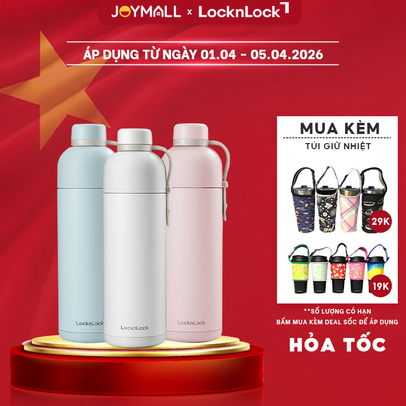 Bình giữ nhiệt LocknLock Belt Bottle LHC4267 490ml - Hàng chính hãng, thép không gỉ - JoyMall