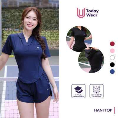 [DEAL MỞ BÁN] Áo thun thể thao nữ ngắn tay có mũ Hani Top Today U Wear cổ V chiết eo tôn dáng thoáng mát chơi pickleball