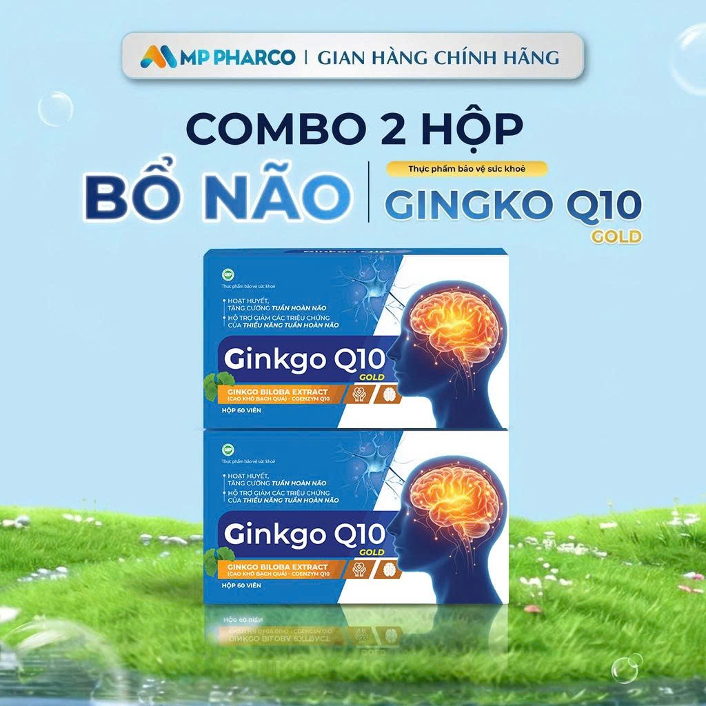 Combo 2-TPBVSK GINKGO Q10 GOLD Hỗ Trợ Hoạt Huyết Tăng cường tuần hoàn não -Hộp 60 viên