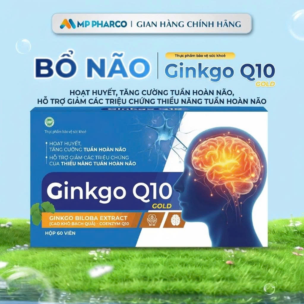 TPBVSK GINKGO Q10 GOLD Hỗ Trợ Hoạt Huyết Tăng cường tuần hoàn não -Hộp 60 viên