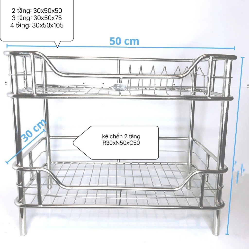 kệ inox 2 tầng 30x50 và 40x60