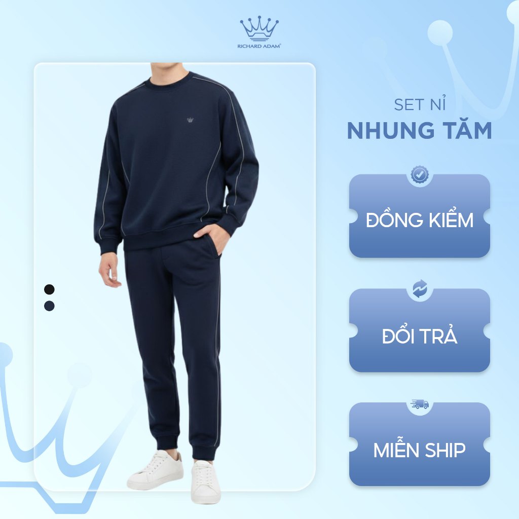 Bộ đồ nỉ nam Richard Adam Ultra line Cổ Tròn, Cotton Cao Cấp, Giữ Nhiệt Tốt, Thoải Mái BN160825