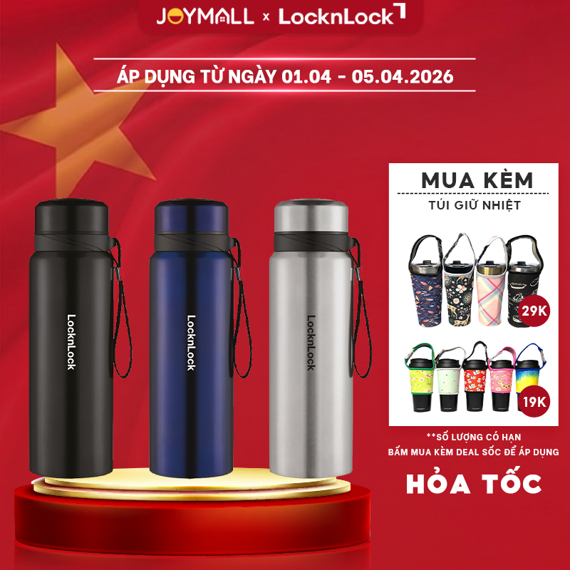 Bình giữ nhiệt LocknLock 800ml LHC6180 - Hàng chính hãng, có khay lưới lọc trà, dây - JoyMall