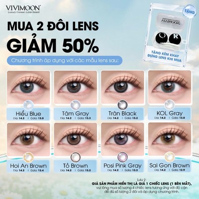 [MUA 2 ĐÔI LENS GIẢM 50%] VIVIMOON lens 6 tháng cho mắt thở chất liệu Silicone Hydrogel [Giá 1 chiếc - 1 bên mắt]