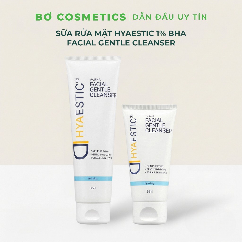 Sữa Rửa Mặt Dịu Nhẹ HYAESTIC 1% BHA Facial Gentle Cleanser Hydrating (50ml) chứa 1% BHA | Bơ Cosmeti