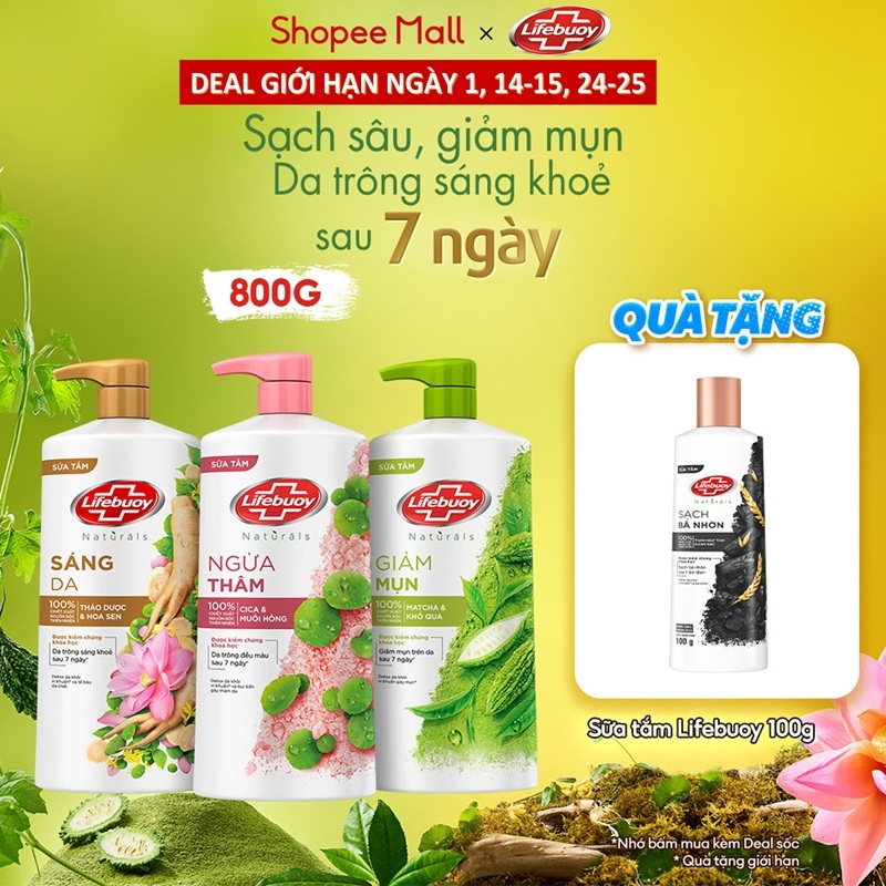 Sữa tắm Lifebuoy Thiên nhiên Detox Và Chăm Sóc Chuyên Sâu 800g
