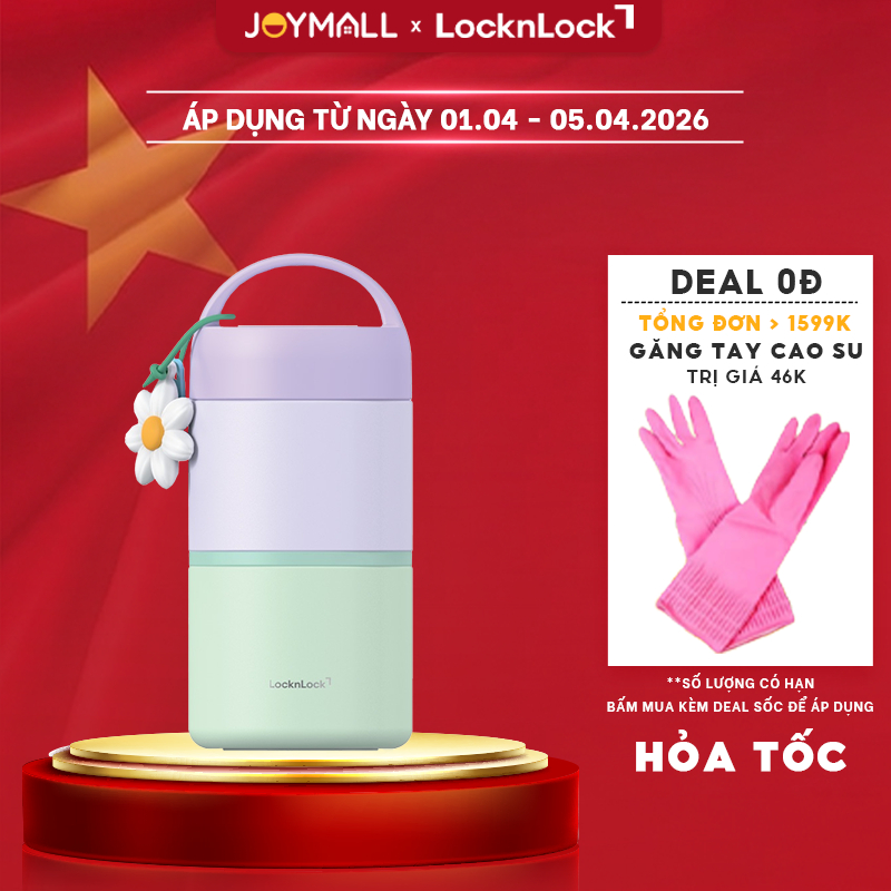 Hộp Cơm Giữ Nhiệt 2 Ngăn LocknLock LHC8055VOL 850ml, Hàng Chính Hãng, Kèm Muỗng - JoyMall | BigBuy360 - bigbuy360.vn