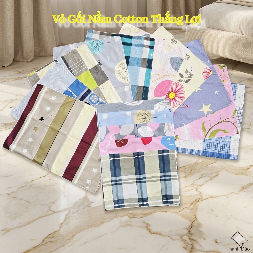 [40x60] Vỏ Gối Nằm Cotton Thắng Lợi Cao Cấp / Kích thước: 40x60 - Thiết Kế Nẹp Sâu 20cm Chống Rơi Gố