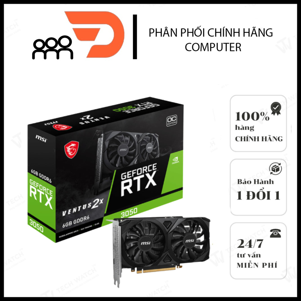 Card MSI RTX 3050 VENTUS 6G Chính Hãng - Card Đồ Họa Chơi Game, Edit Video, Thiết Kế