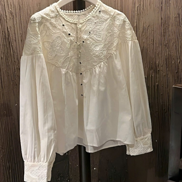 Áo Sơ Mi Phối Ren Thêu Dáng Babydoll Chất Liệu Thô Mịn | BigBuy360 - bigbuy360.vn