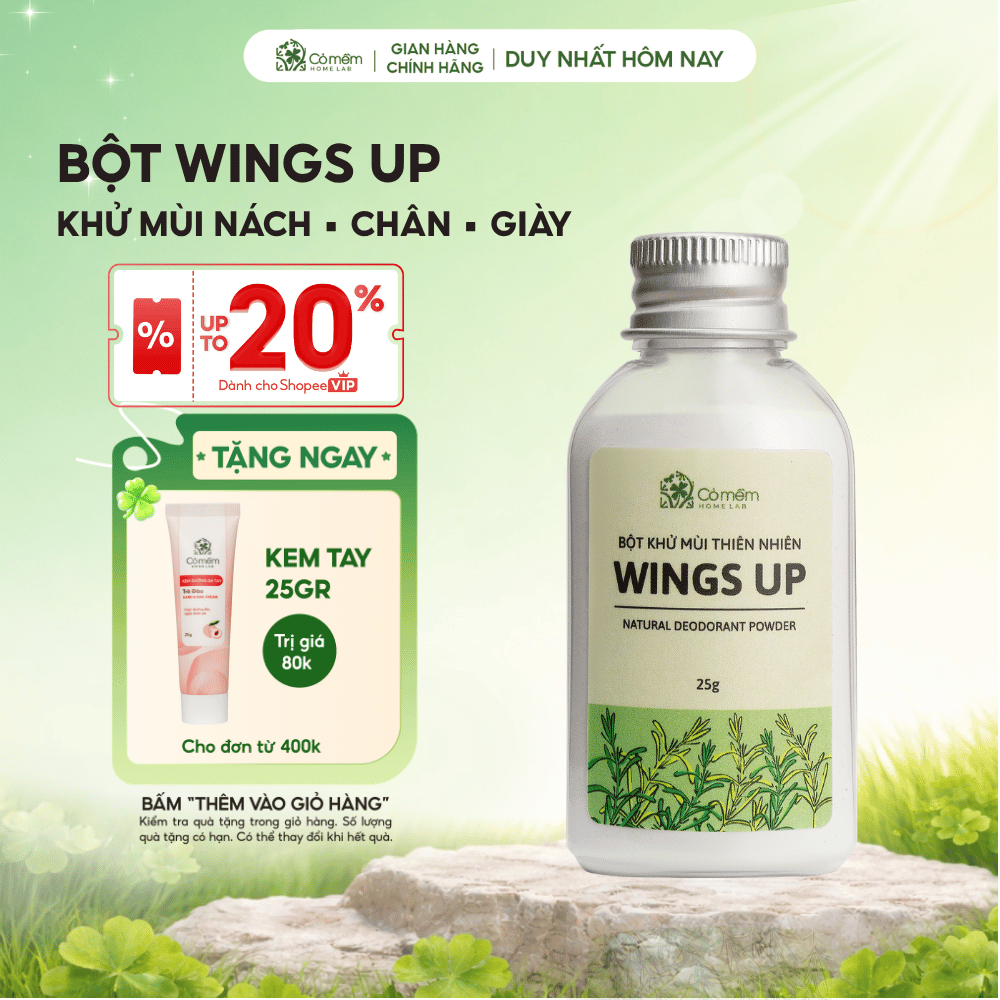 Bột Khử Mùi Wings Up Khử Mùi Hôi Chân Hôi Nách Giày KIếm Soát Mồ Hôi Hôi Cỏ Mềm 25g