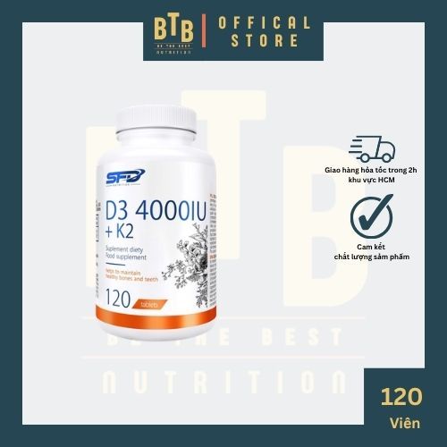 D3 4000IU + K2 - 120 viên thực phẩm bổ sung vitamin D3, K2 giúp chắc khỏe xương khớp