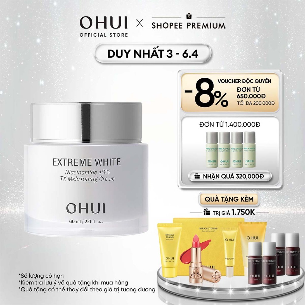 [OHUI Official] Kem dưỡng sáng chuyên sâu cải thiện sắc da OHUI Extreme White Niacinamide 10% TX Mel